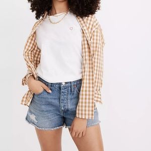 Madewell Curvy Relaxed Denim Shorts in Homecrest Wash: Ripped Edition